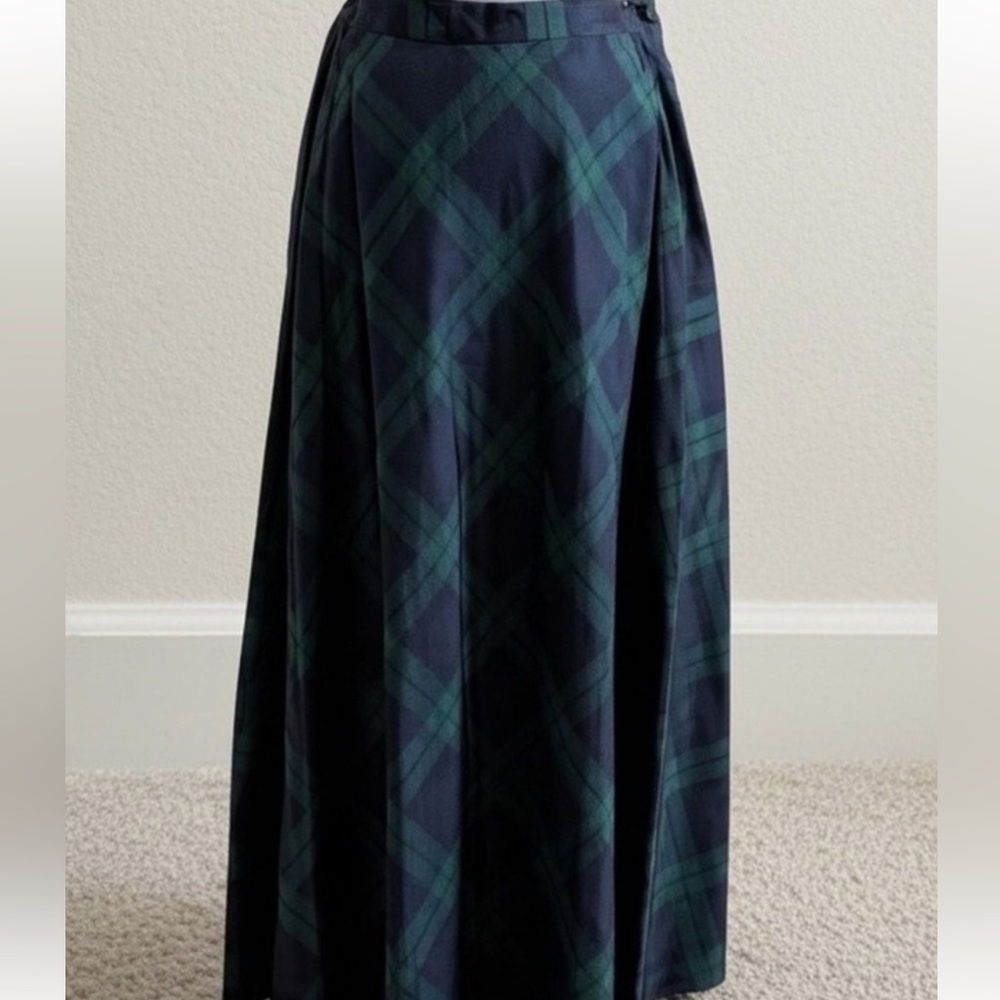 Talbots Silk Taffeta Tartan Plaid Maxi Skirt 10 New